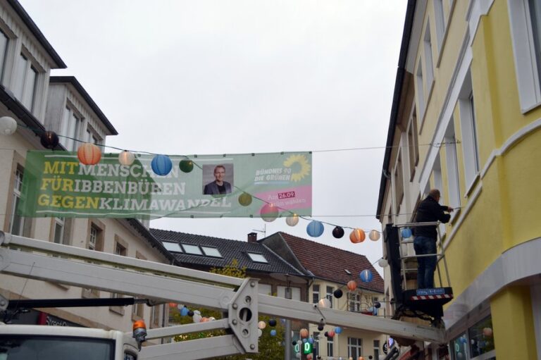 Das Banner der Grünen in Ibbenbüren
