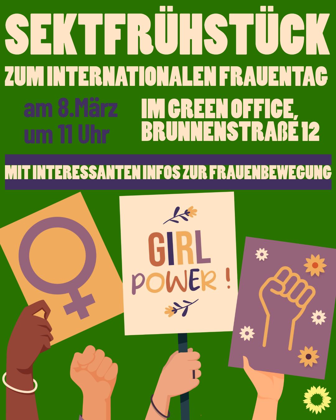 Plakat zum Sektfrühstück zum internationalen Frauentag